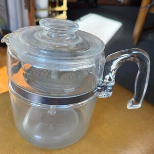 Vintage 9 cup percolator Pyrex 7759B coffee glass pot set